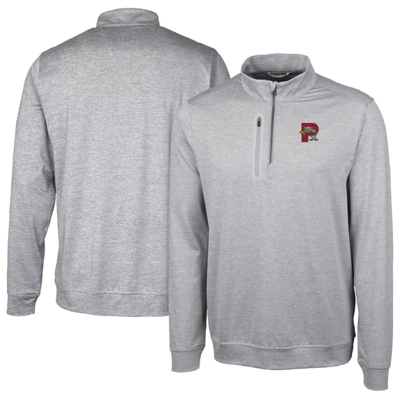 Men's Cutter & Buck Gray Portland Sea Dogs Stealth Heathered Quarter-Zip Top