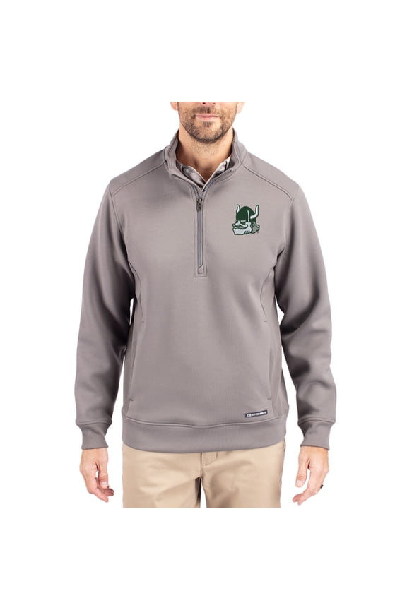 Men's-Cutter & Buck Gray Portland State Vikings Roam Eco Recycled Quarter-Zip Pullover