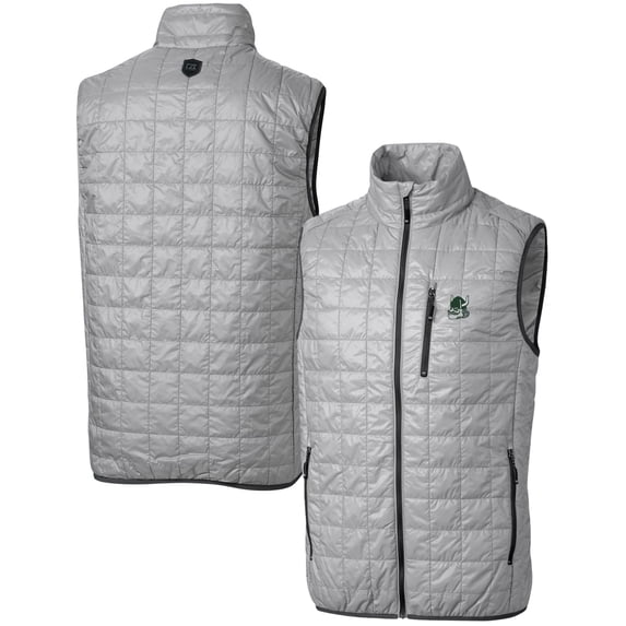 Men's Cutter & Buck Gray Portland State Vikings Team Logo Big & Tall Rainier PrimaLoft Eco Insulated Full-Zip Puffer