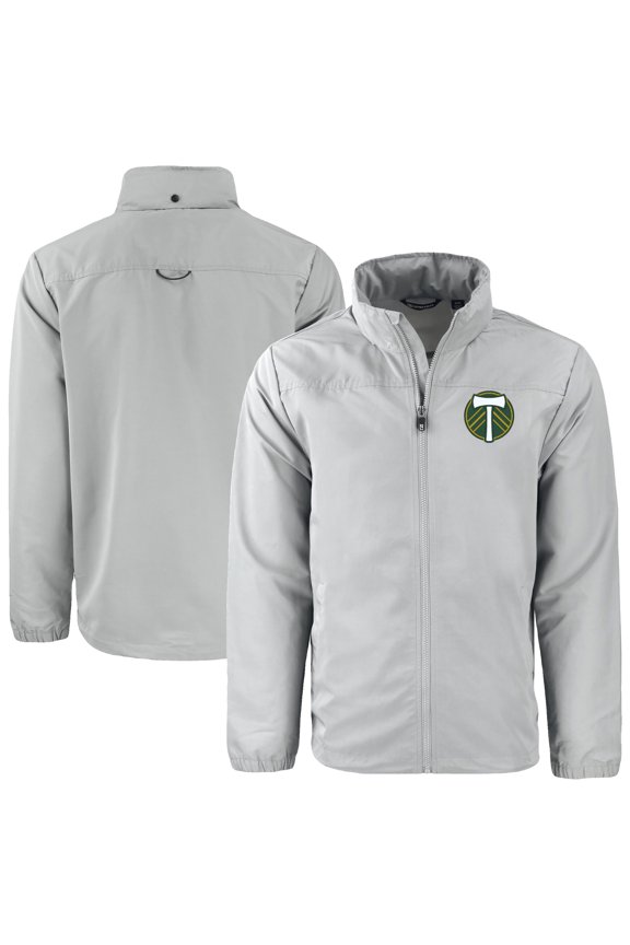 Men's-Cutter & Buck  Gray Portland Timbers Charter Eco Recycled Full-Zip Jacket