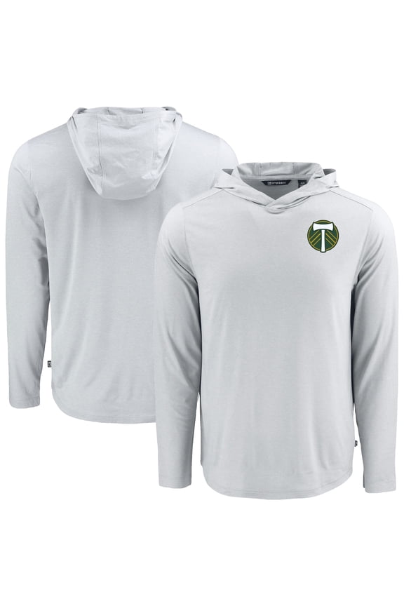 Men's-Cutter & Buck  Gray Portland Timbers Coastline Epic Comfort Eco Long Sleeve Recycled Hooded Shirt