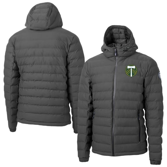 Men's-Cutter & Buck Gray Portland Timbers Mission Ridge Repreve Eco Insulated Hooded Puffer Jacket