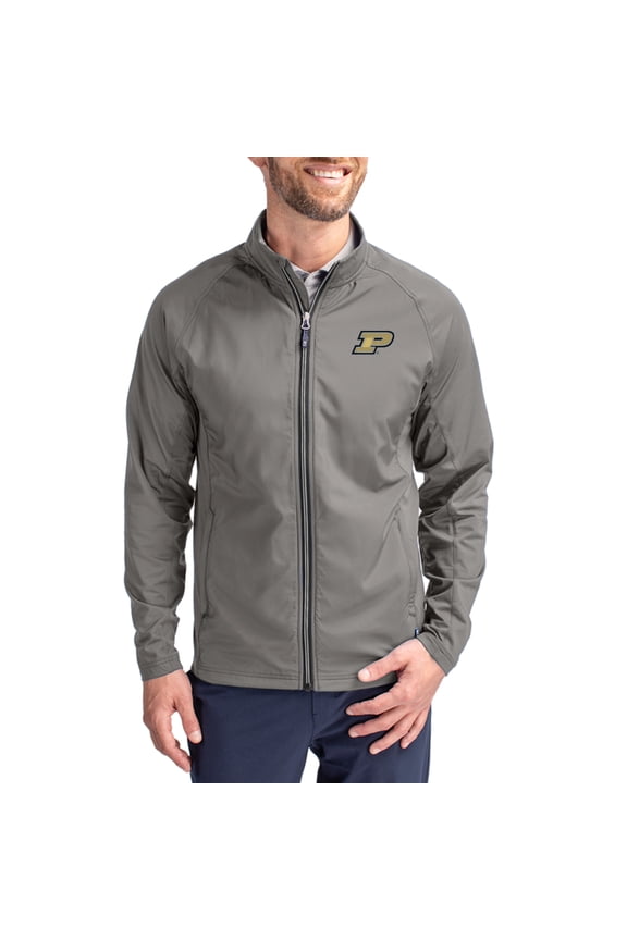 Men's Cutter & Buck Gray Purdue Boilermakers  Adapt Eco Hybrid Recycled Full-Zip Jacket