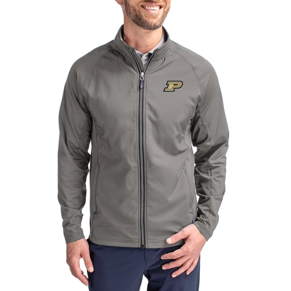 Men's Cutter & Buck Gray Purdue Boilermakers Adapt Eco Hybrid Recycled Full-Zip Jacket