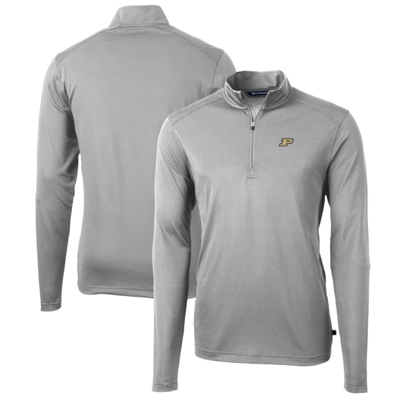 Men's Cutter & Buck Gray Purdue Boilermakers Big & Tall Virtue Eco Pique Recycled Quarter-Zip Pullover Top