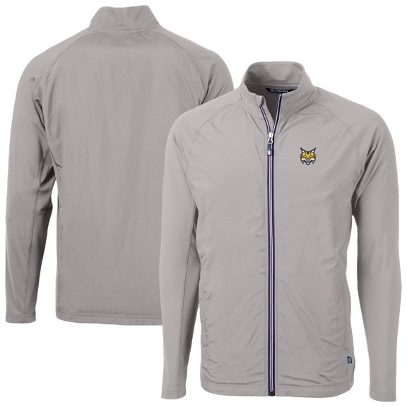 Men's Cutter & Buck Gray Quinnipiac Bobcats Adapt Eco Knit Hybrid Recycled Full-Zip Jacket