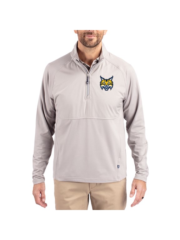 Men's Cutter & Buck Gray Quinnipiac Bobcats Adapt Eco Knit Hybrid Recycled Quarter-Zip Jacket
