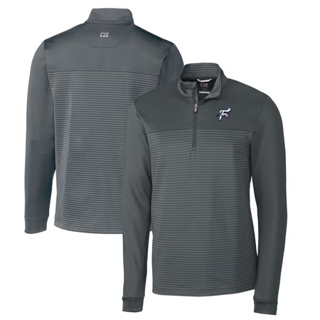 Men's Cutter & Buck Gray Reading Fightin Phils Traverse Stripe Stretch Quarter-Zip Pullover Top