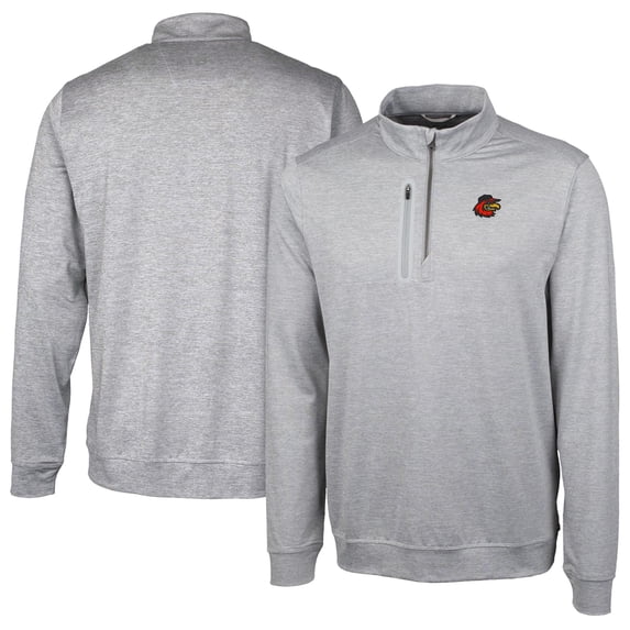 Men's Cutter & Buck Gray Rochester Red Wings Stealth Heathered Quarter-Zip Top
