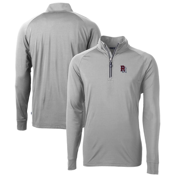 Men's Cutter & Buck Gray Round Rock Express Adapt Eco Knit Stretch Recycled Quarter-Zip Pullover