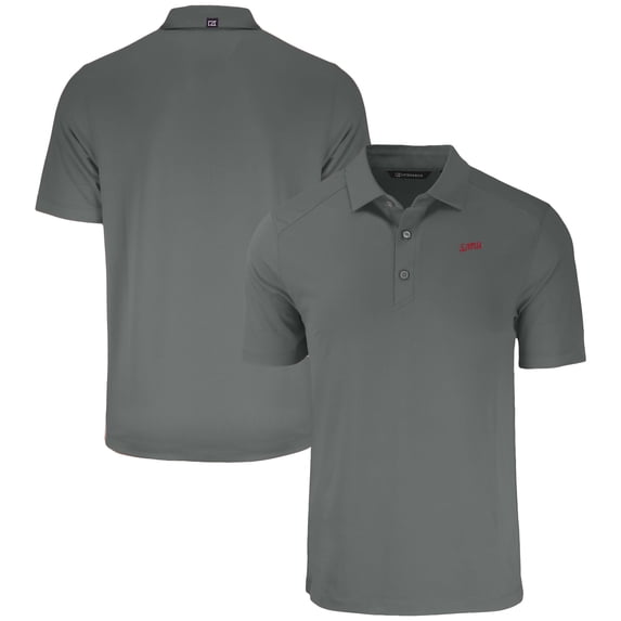 Men's Cutter & Buck Gray SMU Mustangs Vault Forge Eco Stretch Recycled Polo