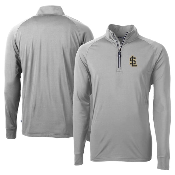 Men's Cutter & Buck Gray Salt Lake Bees Adapt Eco Knit Stretch Recycled Big & Tall Quarter-Zip Pullover Top
