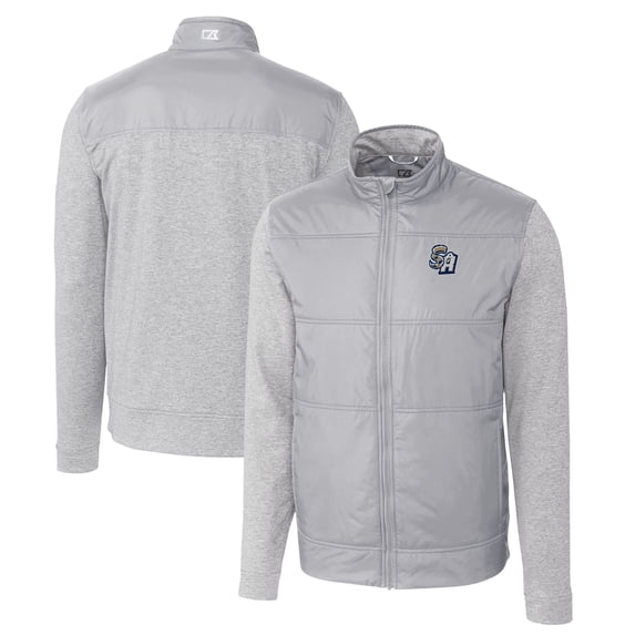 Men's Cutter & Buck Gray San Antonio Missions Stealth Hybrid Quilted Full-Zip Windbreaker Jacket