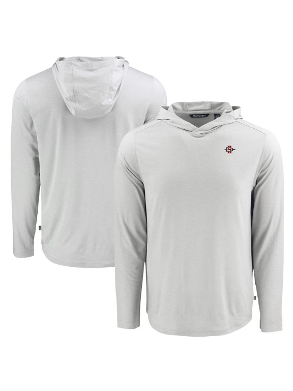 Men's Cutter & Buck Gray San Diego State Aztecs Coastline Epic Comfort Eco Recycled Long Sleeve Hoodie T-Shirt