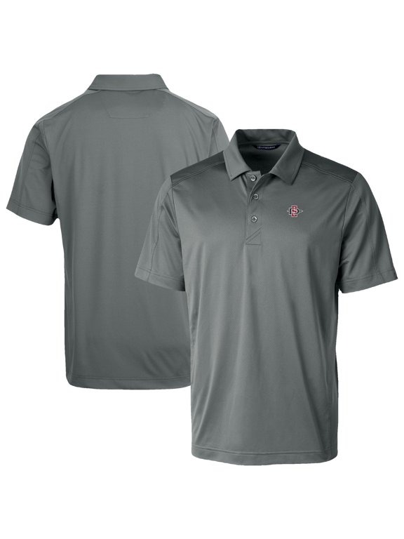 Men's Cutter & Buck Gray San Diego State Aztecs Prospect Eco Textured Stretch Recycled Polo
