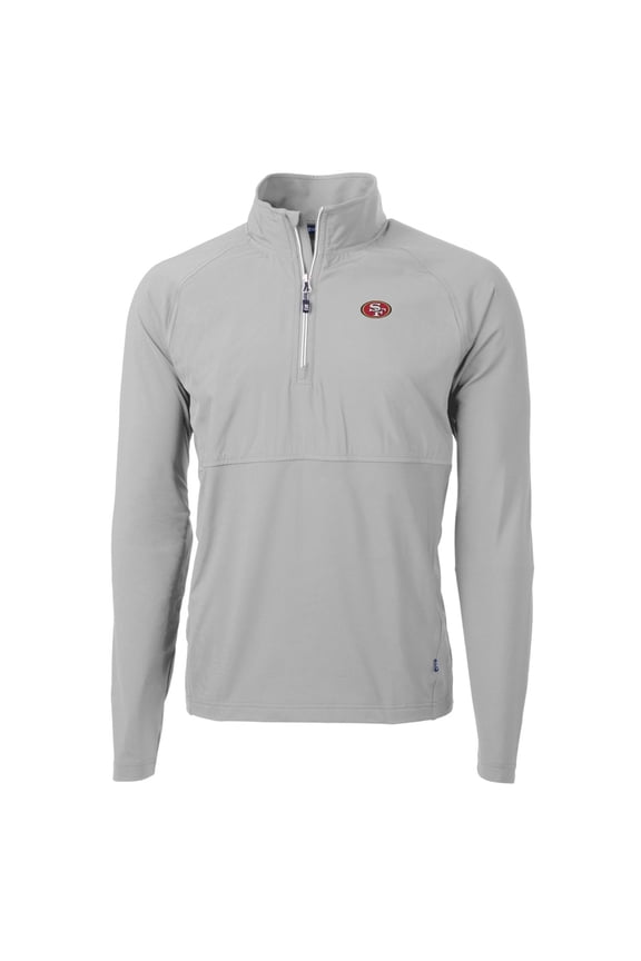 Men's Cutter & Buck Gray San Francisco 49ers Adapt Eco Knit Hybrid Recycled Quarter-Zip Raglan Jacket