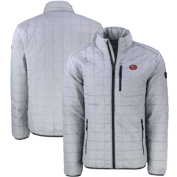 Men's Cutter & Buck  Gray San Francisco 49ers Big & Tall Rainier PrimaLoft Eco Insulated Full-Zip Puffer Jacket