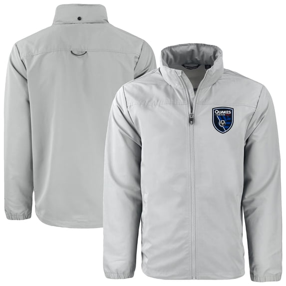 Men's Cutter & Buck Gray San Jose Earthquakes Big & Tall Charter Eco Knit Recycled Full-Zip Hoodie Jacket