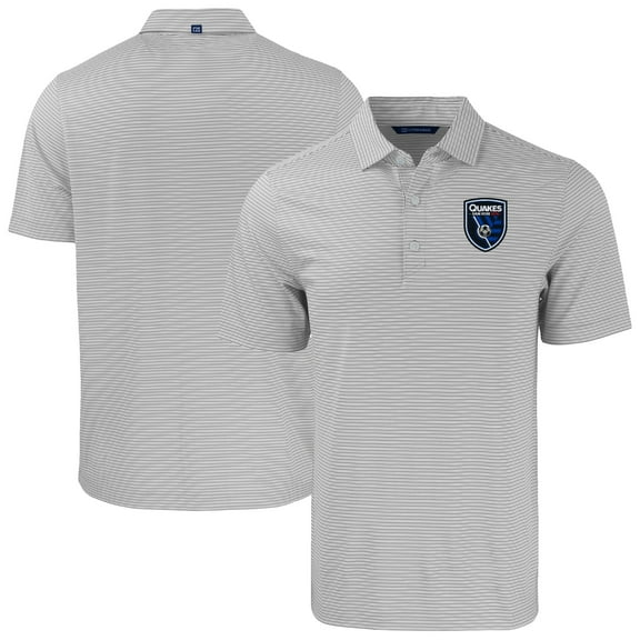 Men's-Cutter & Buck Gray San Jose Earthquakes Forge Eco Double Stripe Stretch Recycled Tri-Blend Polo
