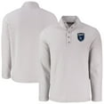 thumbnail image 1 of Men's-Cutter & Buck  Gray San Jose Earthquakes Hunts Point Eco Textured Fleece Recycled Quarter-Snap Pullover Top, 1 of 3