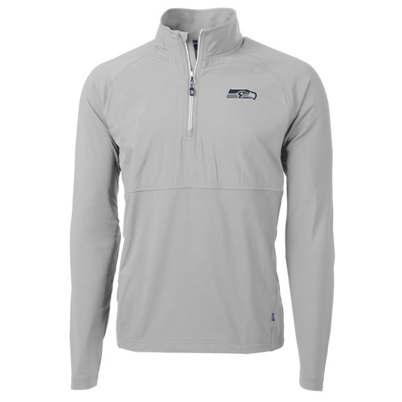 Men's Cutter & Buck Gray Seattle Seahawks Adapt Eco Knit Hybrid Recycled Quarter-Zip Raglan Jacket