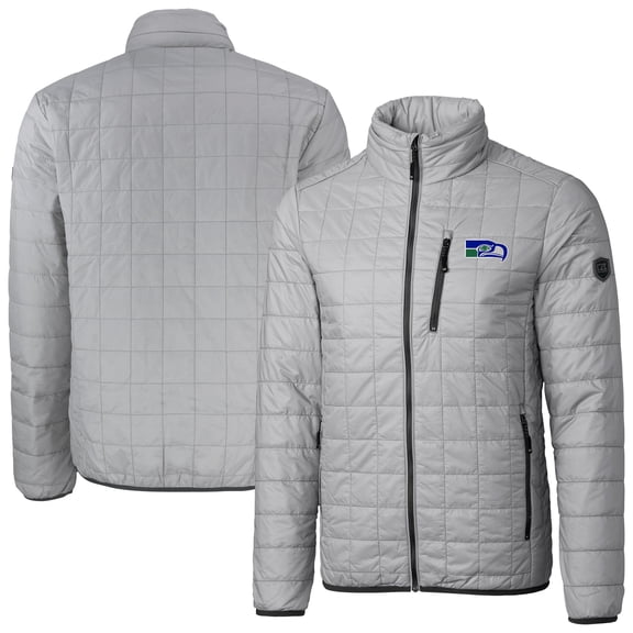 Men's Cutter & Buck Gray Seattle Seahawks Big & Tall Rainier PrimaLoft Eco Insulated Full-Zip Puffer Jacket