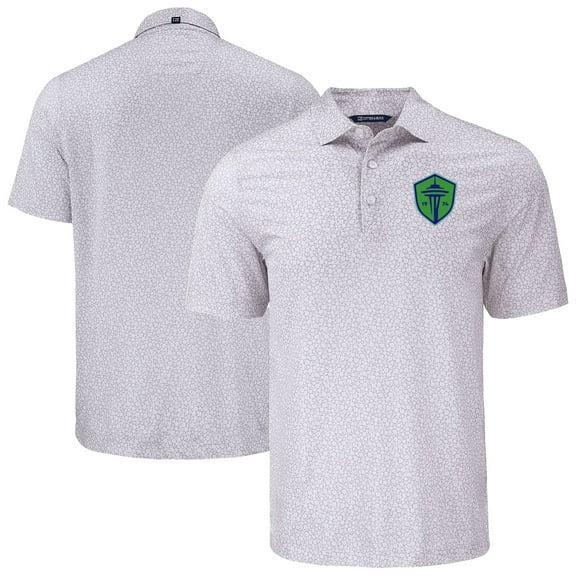 Men's-Cutter & Buck Gray Seattle Sounders FC Big & Tall Pike Eco Flora Print Recycled Polo