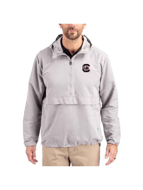 Men's Cutter & Buck Gray South Carolina Gamecocks Charter Eco Recycled Half-Zip Anorak Jacket