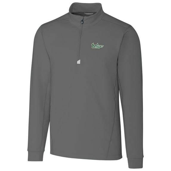 Men's Cutter & Buck Gray South Florida Bulls Collegiate Big & Tall Traverse Half-Zip Jacket