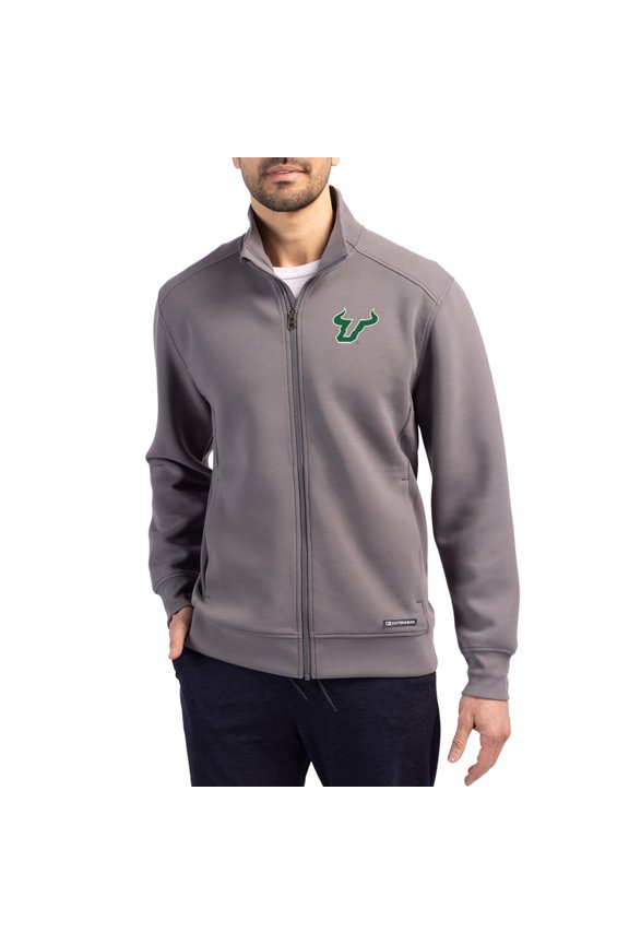 Men's-Cutter & Buck  Gray South Florida Bulls Roam Eco Recycled Full-Zip Jacket