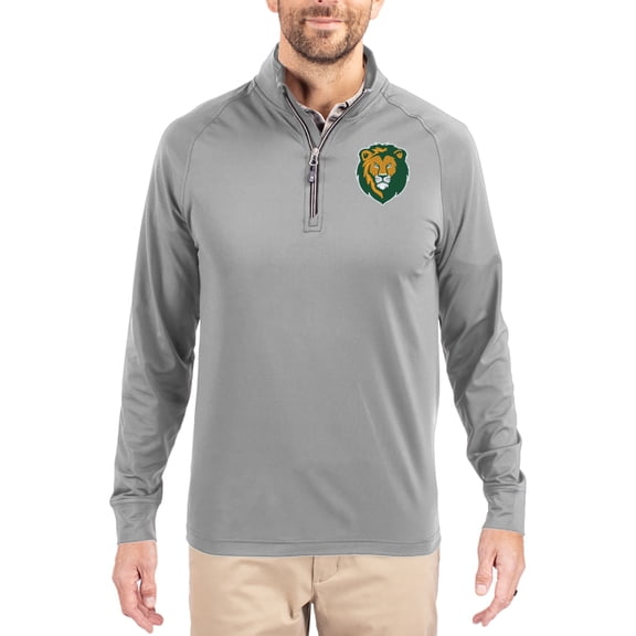 Men's Cutter & Buck Gray Southeastern Louisiana Lions Adapt Eco Knit Stretch Recycled Quarter-Zip Pullover