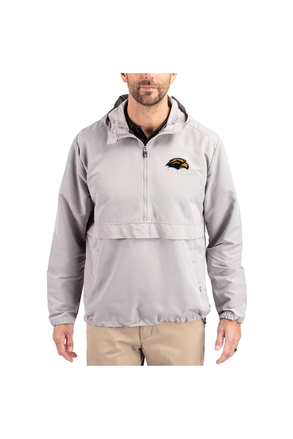 Men's Cutter & Buck Gray Southern Miss Golden Eagles Charter Eco Recycled Half-Zip Anorak Jacket