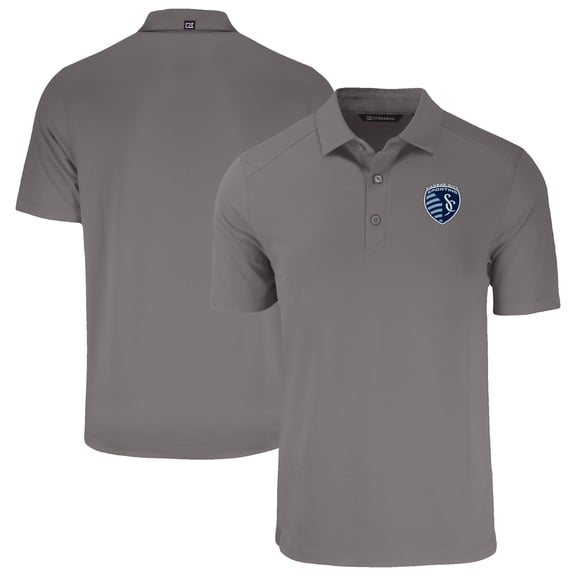 Men's-Cutter & Buck Gray Sporting Kansas City Big & Tall Forge Eco Stretch Recycled Polo
