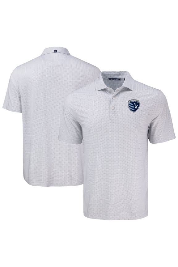 Men's-Cutter & Buck  Gray Sporting Kansas City Big & Tall Pike Eco Diamond Dot Print Recycled Polo