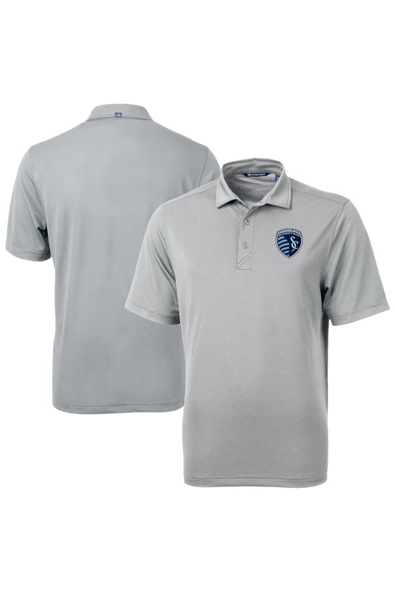 Men's-Cutter & Buck Gray Sporting Kansas City Big & Tall Virtue Eco Pique Recycled Polo