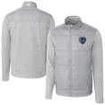 thumbnail image 1 of Men's-Cutter & Buck  Gray Sporting Kansas City Stealth Hybrid Quilted Full-Zip Windbreaker Jacket, 1 of 3