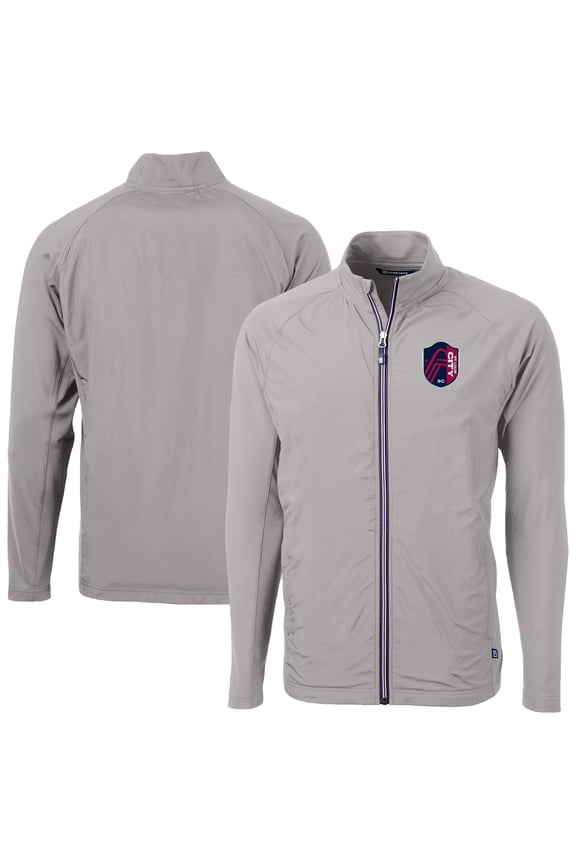 Men's-Cutter & Buck  Gray St. Louis City SC Adapt Eco Knit Hybrid Recycled Full-Zip Jacket