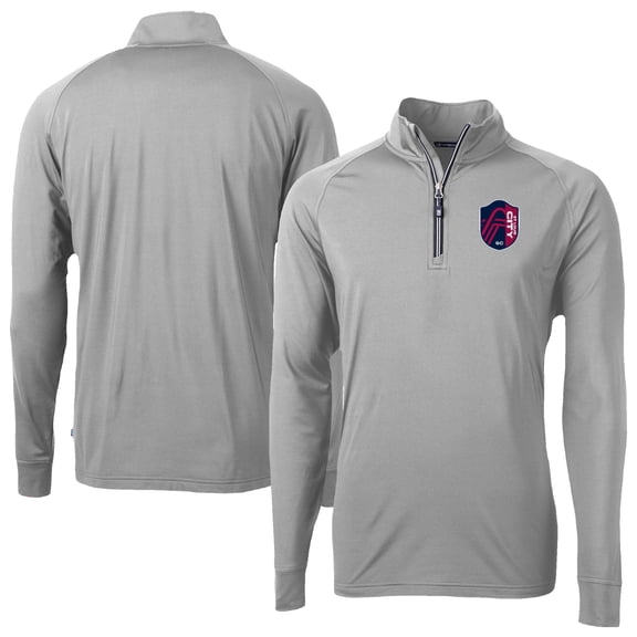 Men's-Cutter & Buck Gray St. Louis City SC Adapt Eco Knit Stretch Recycled Raglan Quarter-Zip Pullover Top