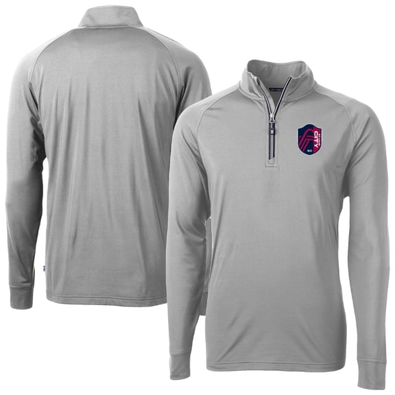 Men's-Cutter & Buck  Gray St. Louis City SC Big & Tall Adapt Eco Knit Stretch Recycled Quarter-Zip Pullover