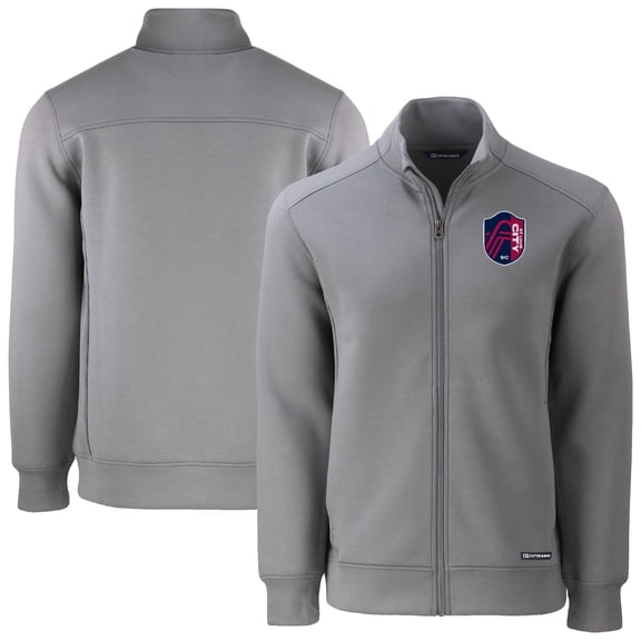 Men's-Cutter & Buck  Gray St. Louis City SC Roam Eco Tri-Blend Recycled Full-Zip Jacket