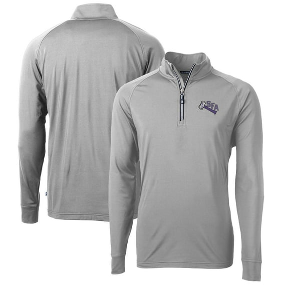 Men's Cutter & Buck Gray Stephen F Austin Lumberjacks Adapt Eco Knit Stretch Recycled Big & Tall Quarter-Zip Pullover