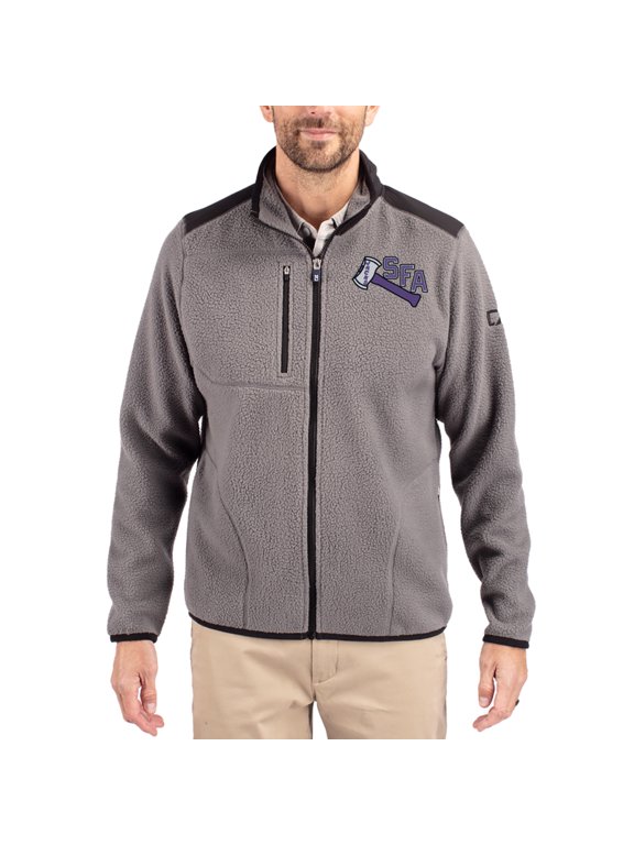 Men's Cutter & Buck Gray Stephen F Austin Lumberjacks Cascade Eco Fleece Full-Zip Jacket