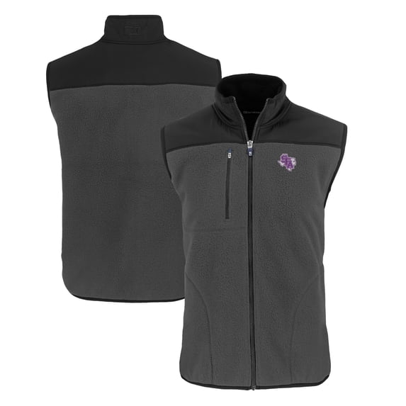 Men's Cutter & Buck Gray Stephen F Austin Lumberjacks Cascade Eco Sherpa Fleece Full-Zip Vest