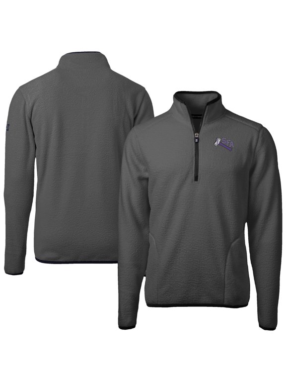Men's Cutter & Buck Gray Stephen F Austin Lumberjacks Cascade Eco Sherpa Fleece Quarter-Zip Pullover Jacket