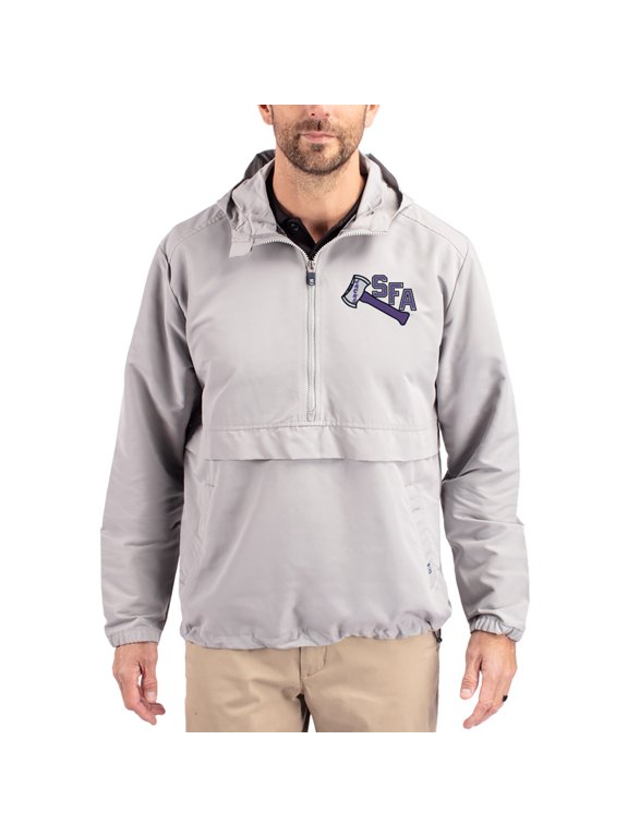 Men's Cutter & Buck Gray Stephen F Austin Lumberjacks Charter Eco Recycled Half-Zip Anorak Jacket