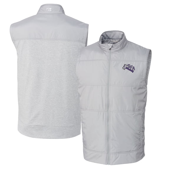 Men's Cutter & Buck Gray Stephen F Austin Lumberjacks Vault Big & Tall Stealth Hybrid Windbreaker Full-Zip Vest