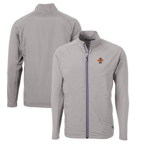 Men's Cutter & Buck Gray Syracuse Orange Big & Tall Adapt Eco Knit Hybrid Recycled Raglan Full-Zip Jacket