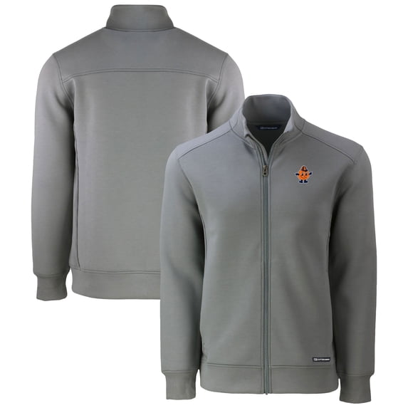 Men's Cutter & Buck Gray Syracuse Orange Roam Eco Recycled Full-Zip Jacket