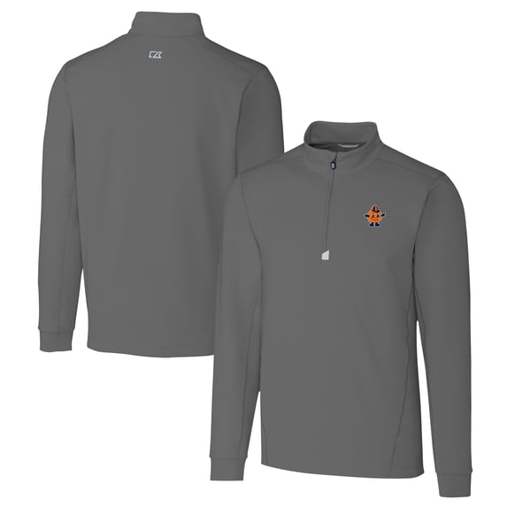 Men's Cutter & Buck Gray Syracuse Orange Vault DryTec Traverse Stretch Quarter-Zip Pullover