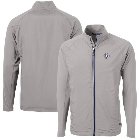 Men's Cutter & Buck Gray TCU Horned Frogs Adapt Eco Knit Hybrid Recycled Big & Tall Full-Zip Jacket